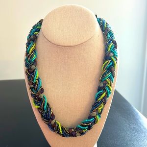 Multi-color Beaded Braided Necklace